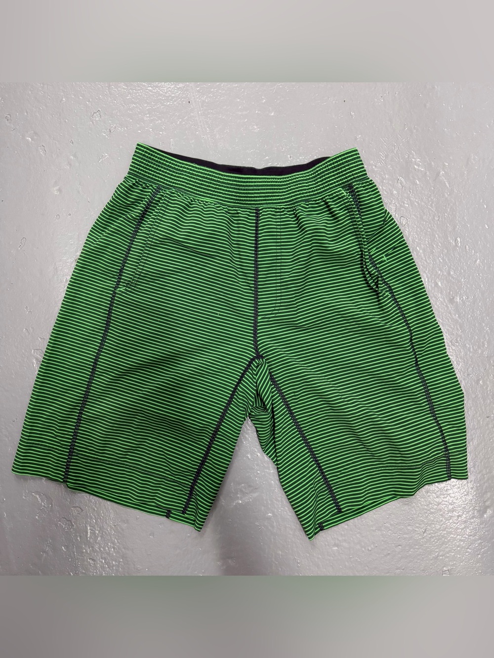 lululemon athletica Men's Neon Green Striped Training Shorts